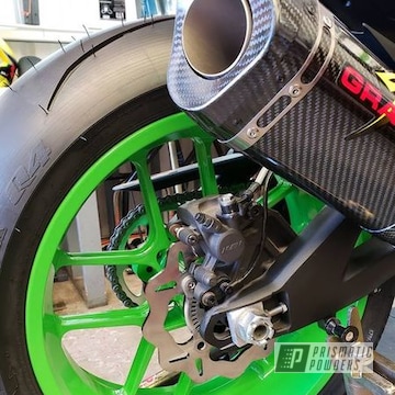 Motorcycle Wheels Powder Coated In Kawi Green