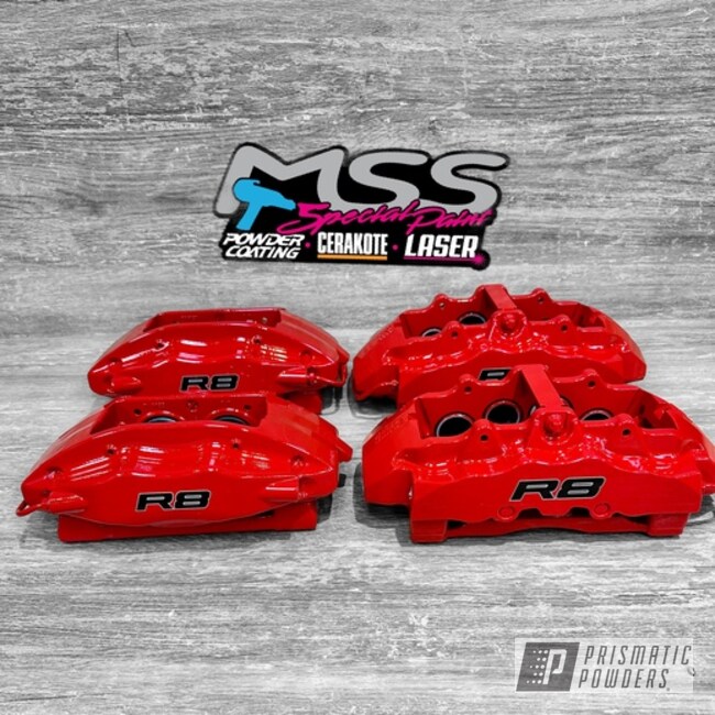 Audi R8 Brake Calipers Powder Coated In Pps-2974, Uss-2603, Pmb-6525 And Pss-4971