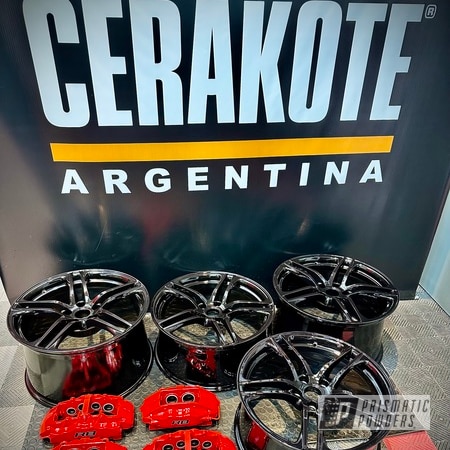 Powder Coating: High Gloss Black PSS-11248,Automotive Parts,Very Red PSS-4971,msspaint,Clear Vision PPS-2974,Audi R8,Automotive,Brake Calipers,Wheels,Audi Wheels