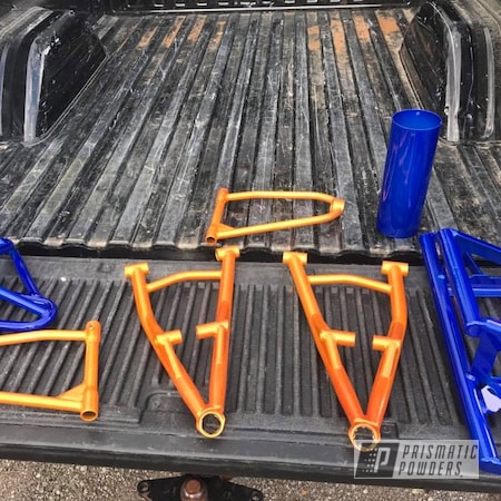 Powder Coating: misc parts,Clear Vision PPS-2974,Illusion Blueberry PMB-6908,Illusion Orange PMS-4620
