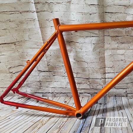 Powder Coating: Illusion Orange Cherry PMB-5509,Bicycles,Clear Vision PPS-2974,Color Fade,Illusion Red PMS-4515,Custom Bicycle Frame,Powder Coating Fade,Bicycle Frame,Illusion Orange PMS-4620