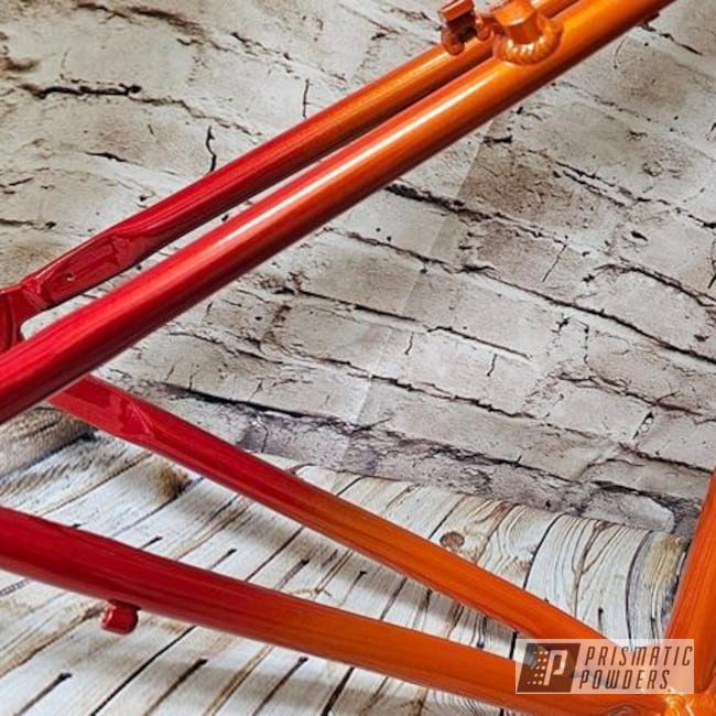 Clear Vision, Illusion Red, Illusion Orange And Illusion Orange Cherry 3 Fade Bike Frame