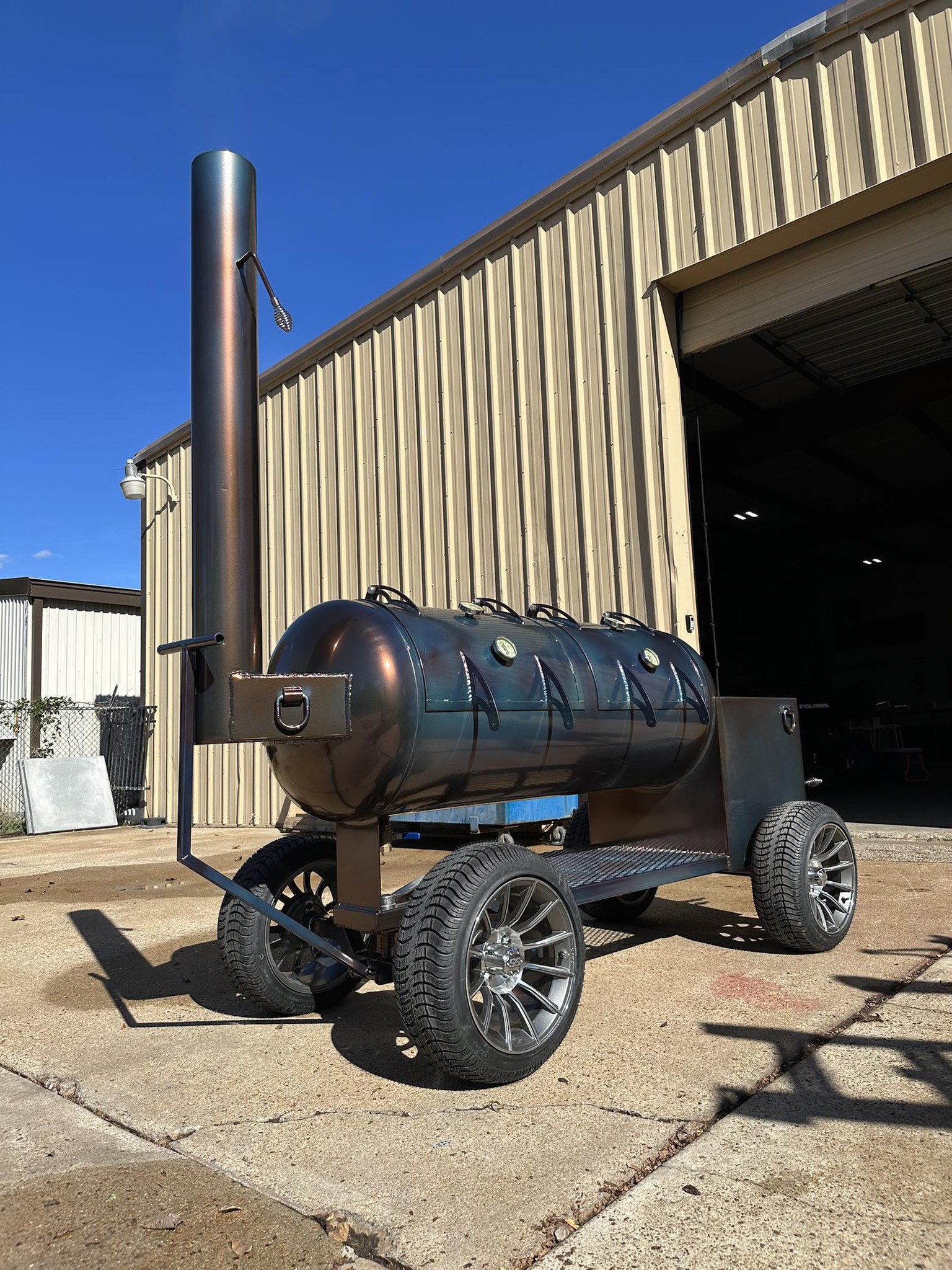 Custom Project Smokers Smoker Pit coated with a Alexandrite and Super Chrome Plus Finish ...