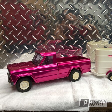 Powder Coating: Clear Vision PPS-2974,Tonka Toys,Toy Truck,Illusion Pink PMB-10046,Pearl Sparkle PMB-4130