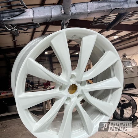 Powder Coating: Tesla Wheel,Automotive,Metallic White PMB-6766,Wheels