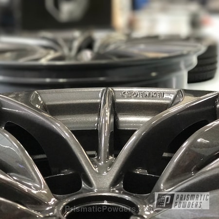 Powder Coating: Wheels,Infiniti G37S Coupe Wheels 19",Automotive,Graphite Charcoal PMB-5458,Clear Vision PPS-2974,Powder Coated Automotive Wheels