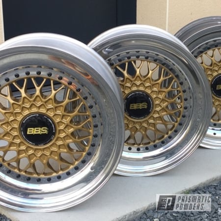 Powder Coating: Spanish Gold EMS-0940,Automotive Parts,Clear Vision PPS-2974,BBS Wheels,Automotive