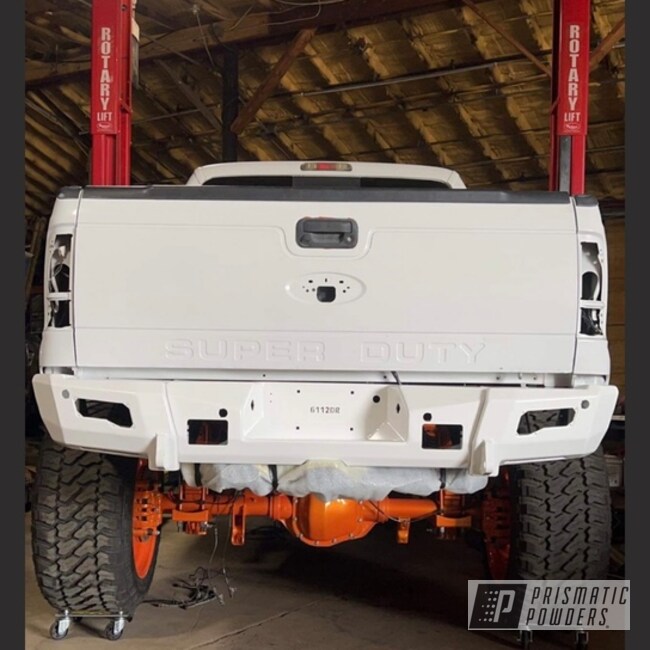 Ford Super Duty Parts Powder Coated In Polar White And Illusion Orange