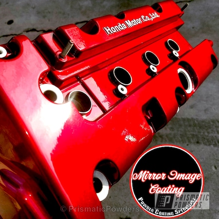 Powder Coating: Valve Cover,Honda Valve Cover,Automotive Powder Coating,Clear Vision PPS-2974,Automotive,Illusion Red PMS-4515