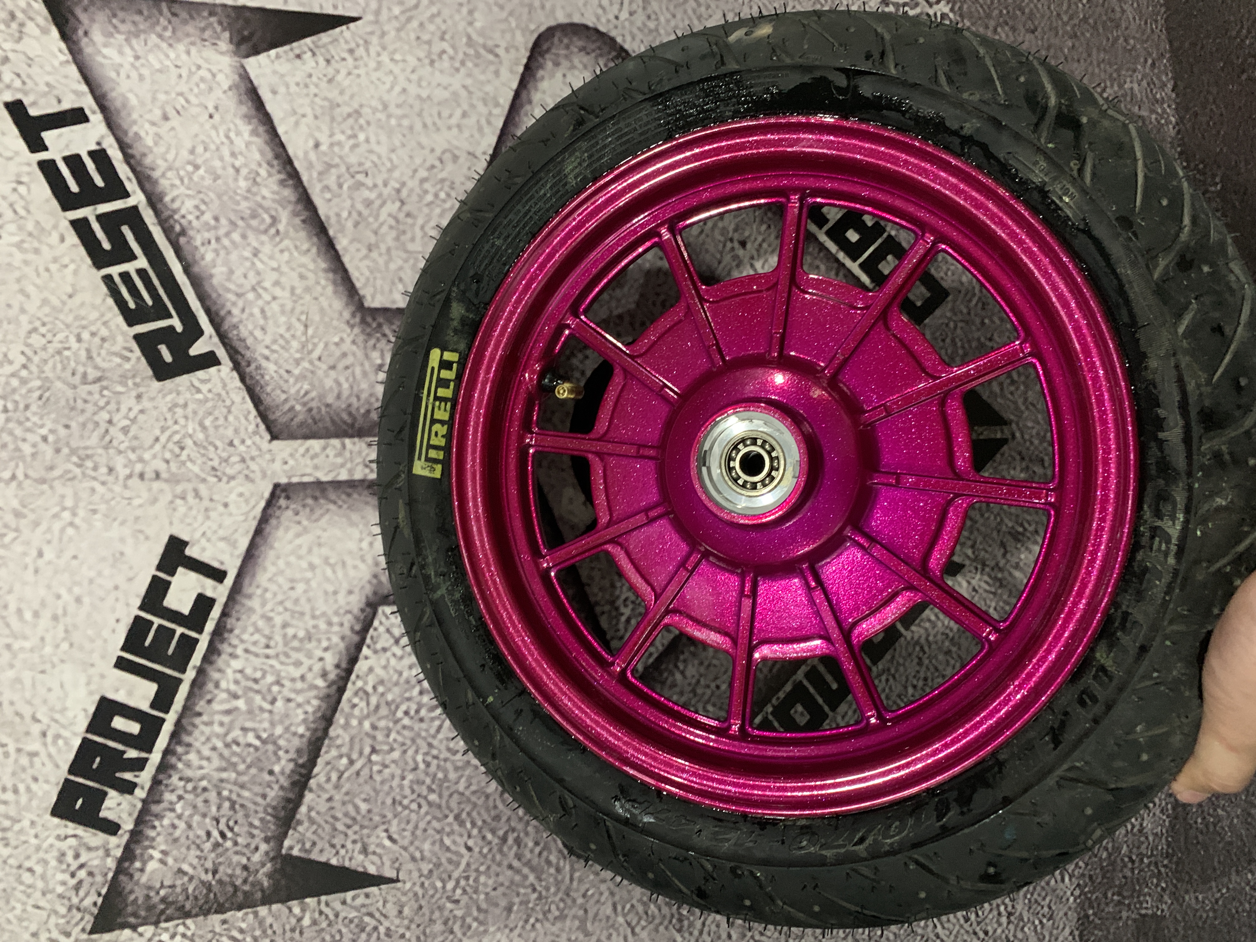 Scooter Rims finished with a Racing Raspberry and Super Chrome Plus ...