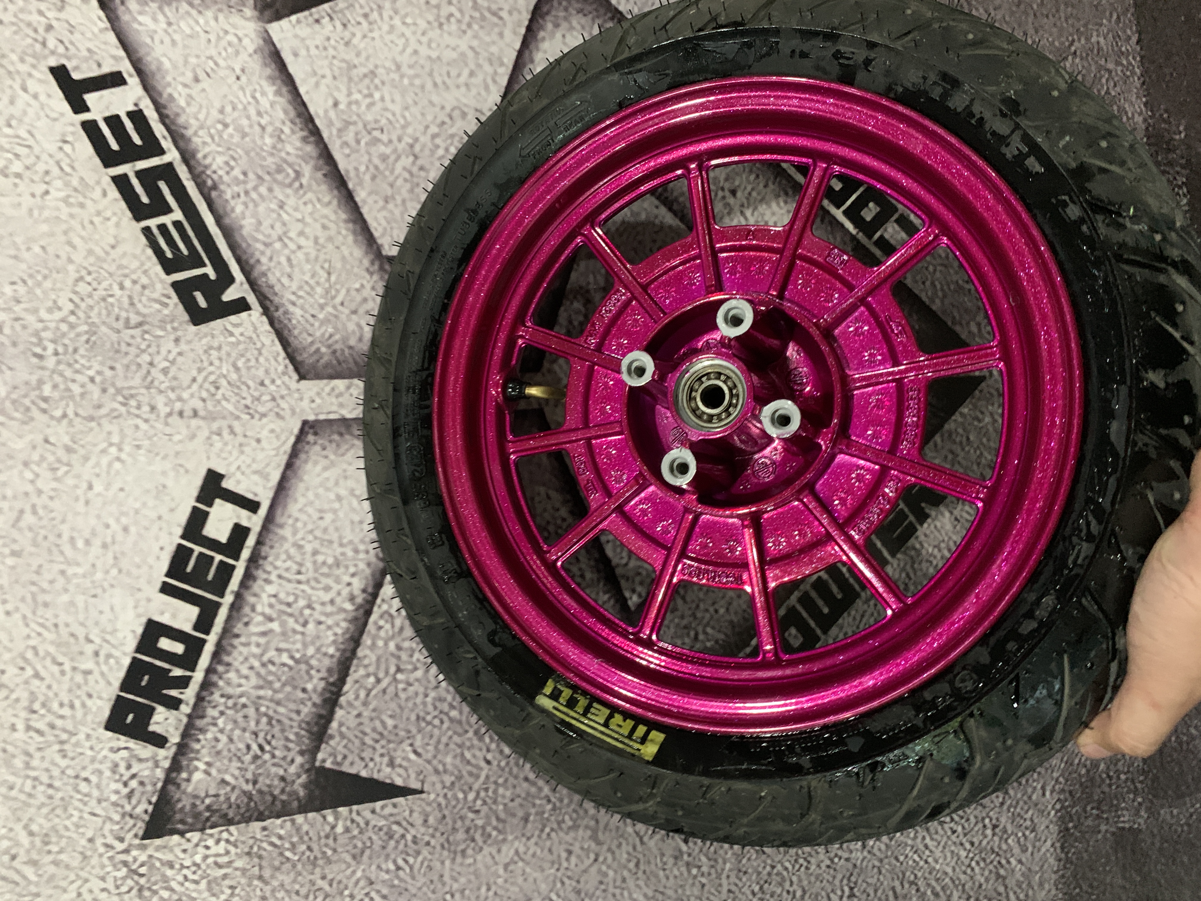 Scooter Rims finished with a Racing Raspberry and Super Chrome Plus ...