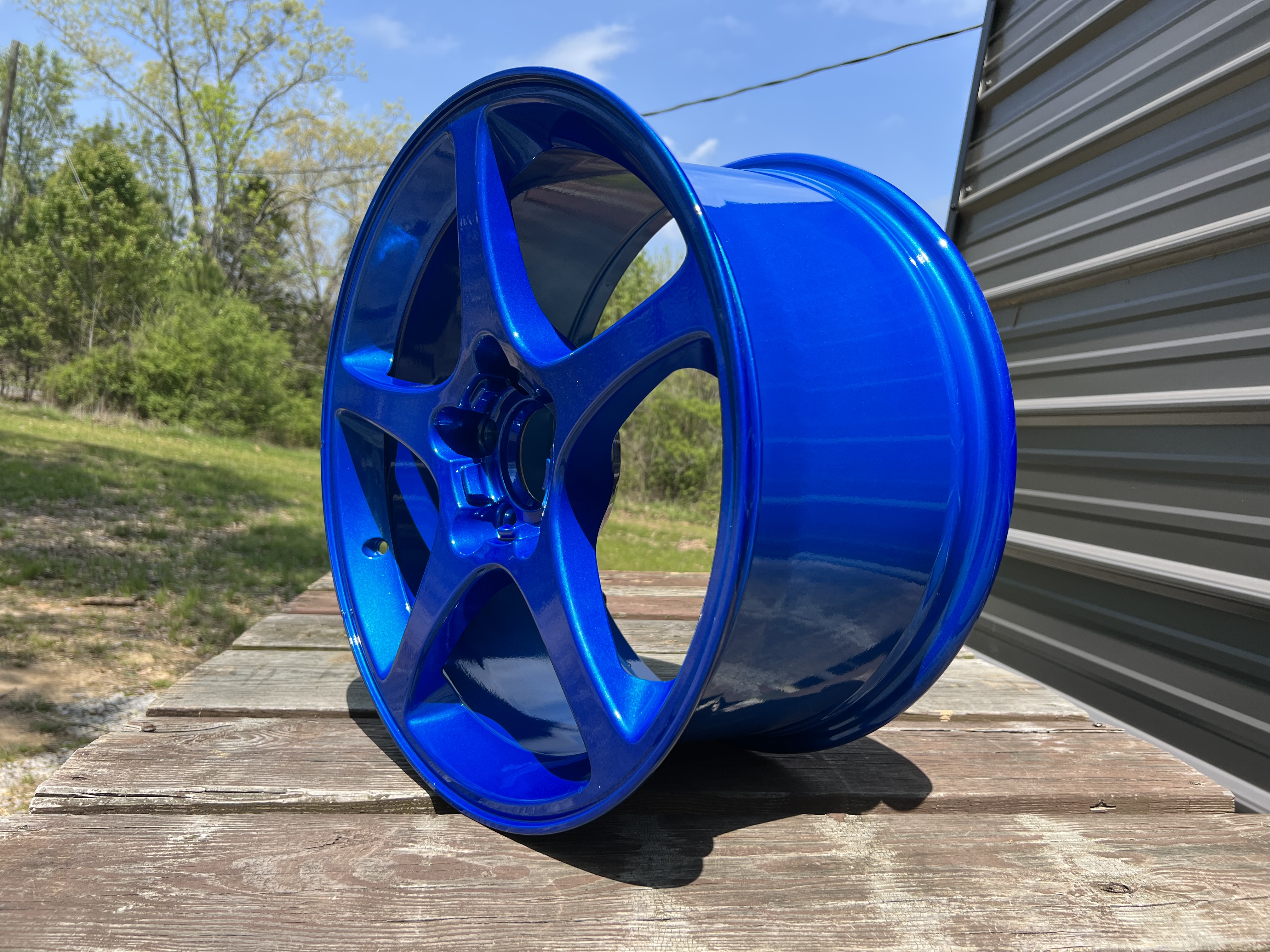 Powder Blue Rims Custom Wheels done in a Radar Blue Finish | Prismatic Powders