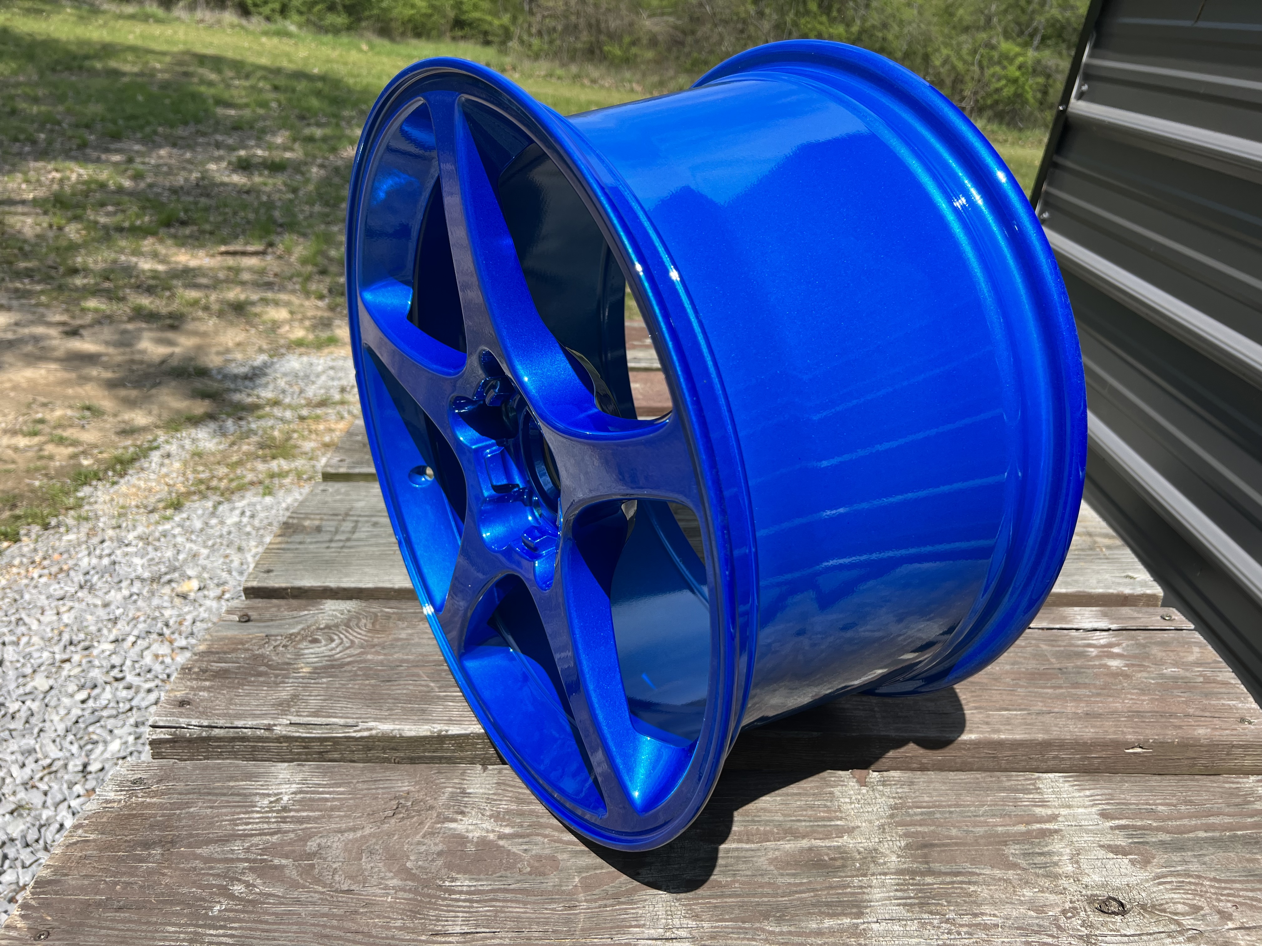 Custom Wheels done in a Radar Blue Finish | Prismatic Powders