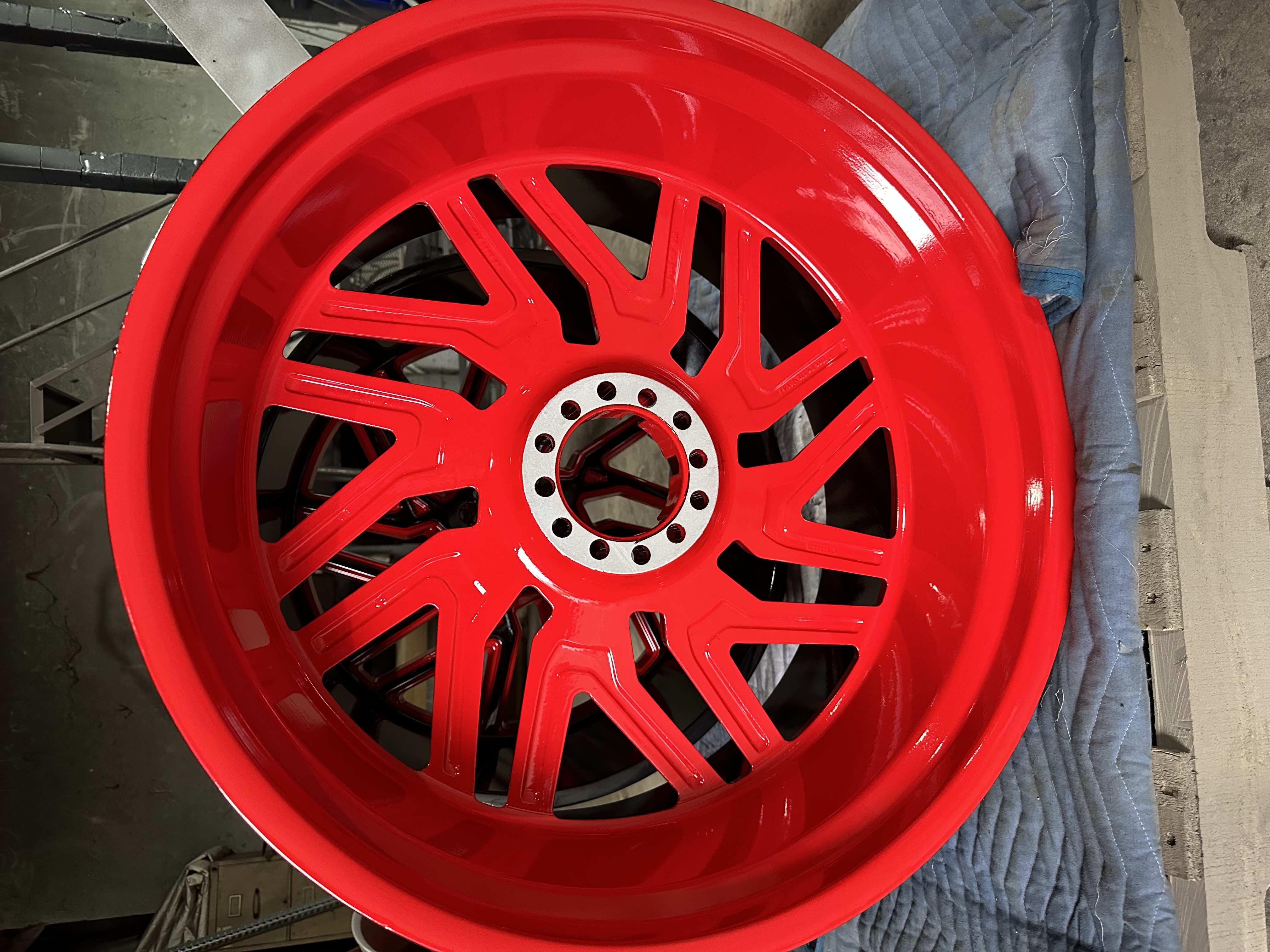 24x14 Rims using a Matte Black River, Astatic Red, Gloss Black and Silk ...