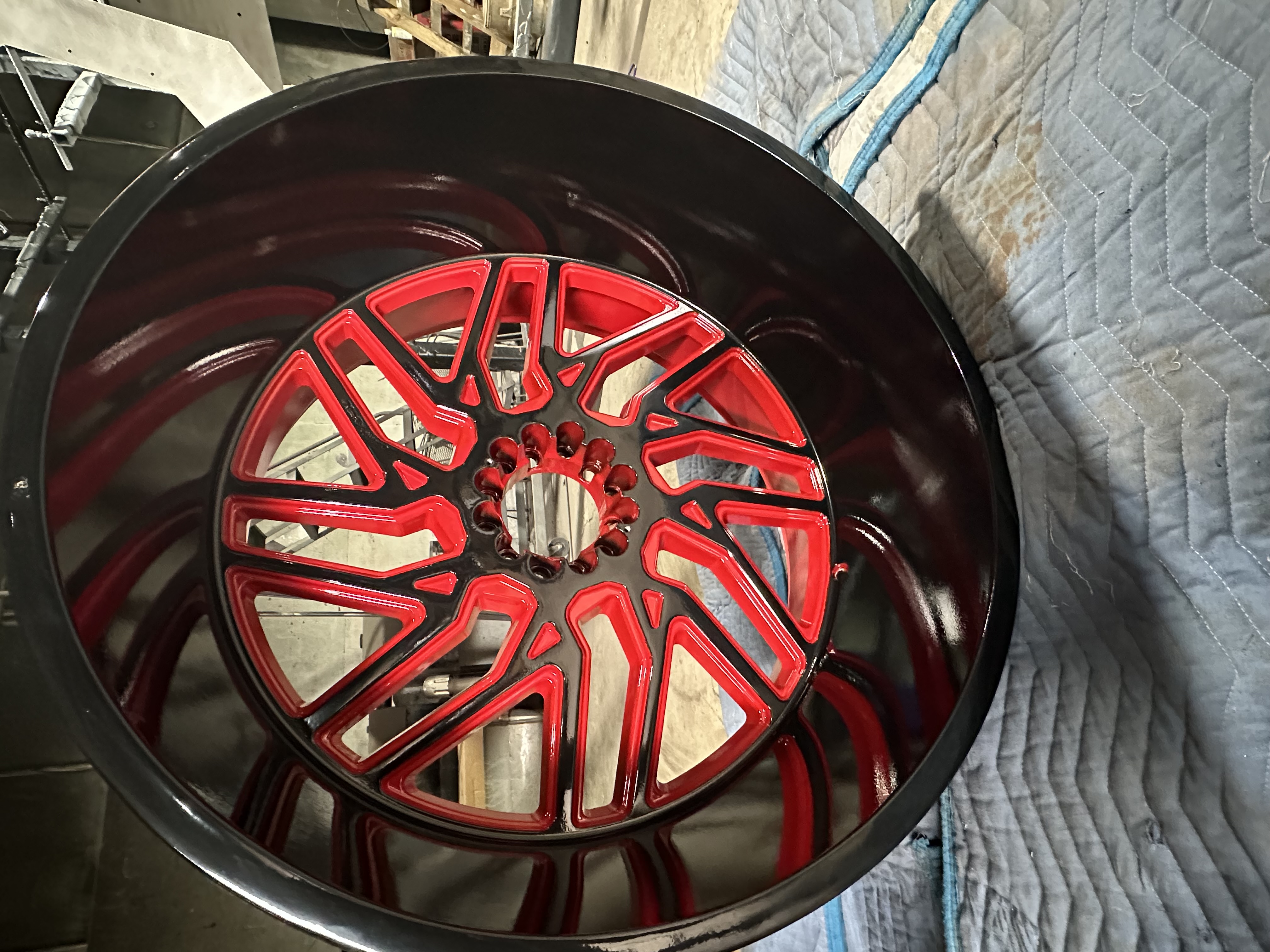 24x14 Rims using a Matte Black River, Astatic Red, Gloss Black and Silk ...