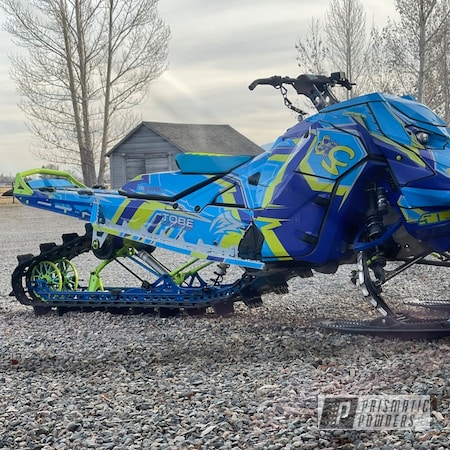 Powder Coating: Playboy Blue PSS-1715,Powder Coated Skidoo,Snowmobile,Manta Green PSS-10645,Skidoo,Silver Sparkle PPB-4727,Custom Snowmobile,Illusion Smurf PMB-6909,Skidoo Snowmobile Parts