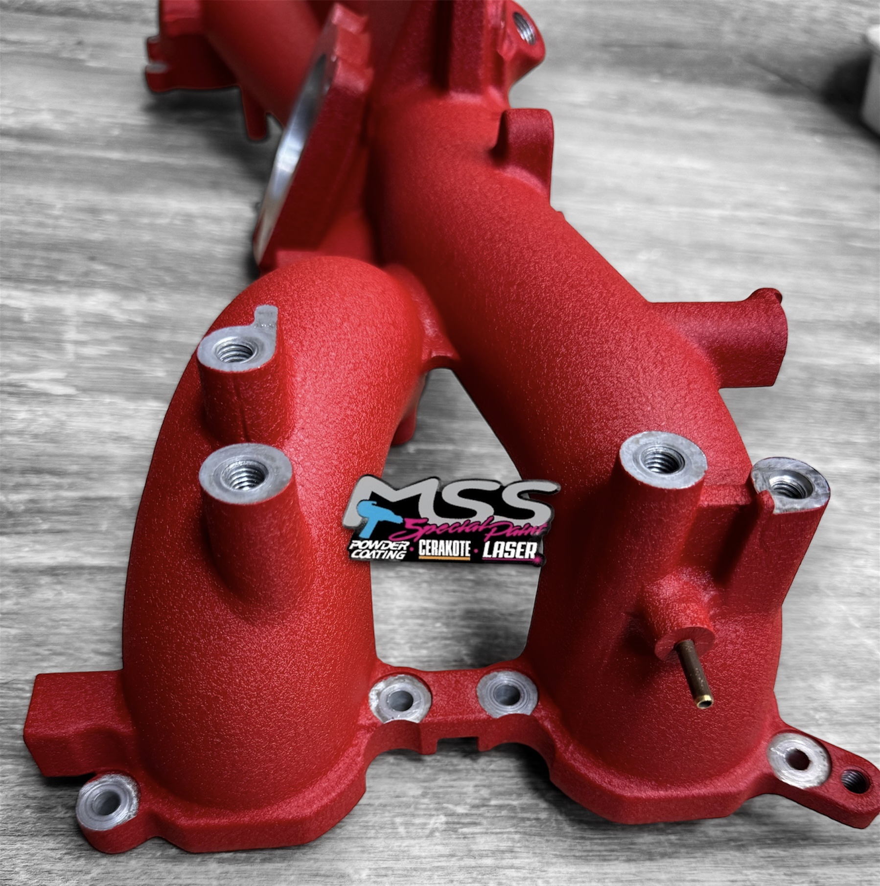Intake Powder Subaru Intake coated in Desert Red Wrinkle | Prismatic Powders