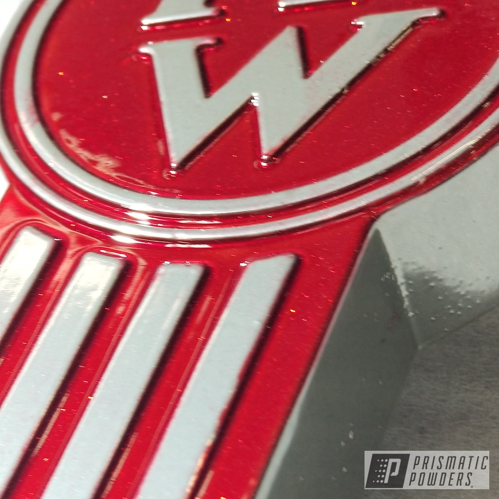 Kenworth Semi Truck Emblem Done In Clear Vision, Red Gold Dust And