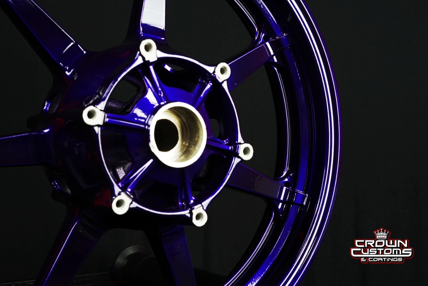 Custom Motorcycle Wheels finished in a Illusion Purple and Clear Vision ...