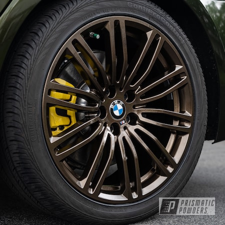 Powder Coating: Hot Yellow PSS-1623,BMW Rims,Antique Bronze II PMB-6407,BMW Wheels,BMW,Brake Calipers,Wheels