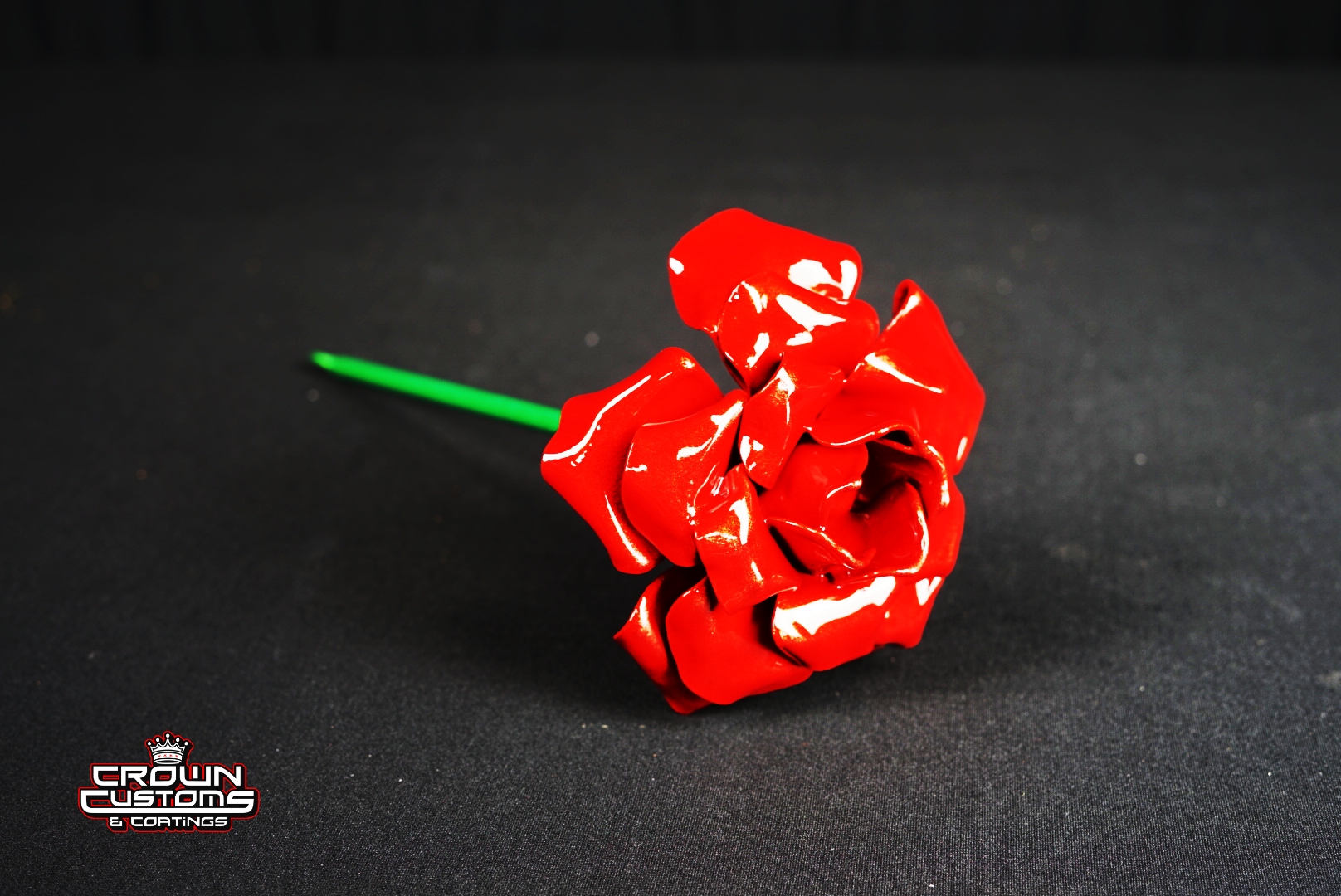 Rose Powder Drawing Custom Fabricated Rose using a Illusion Red Finish | Prismatic Powders