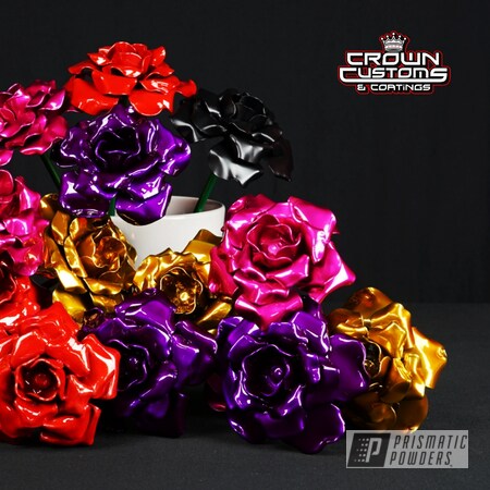 Powder Coating: Illusion Pink PMB-10046,Illusion Green PMS-4516,Custom Art,Illusion Red PMS-4515,Metal Roses,Art,Custom Fabrication,Illusion Violet PSS-4514,Valentines Day,Roses