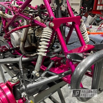 Honda Trx Powder Coated In Racing Raspberry, Shattered Glass And Kingsport Grey