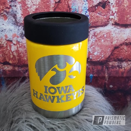 Powder Coating: Iowa Hawkeyes,RAL 1003 Signal Yellow,Can Koozie,Drinkware
