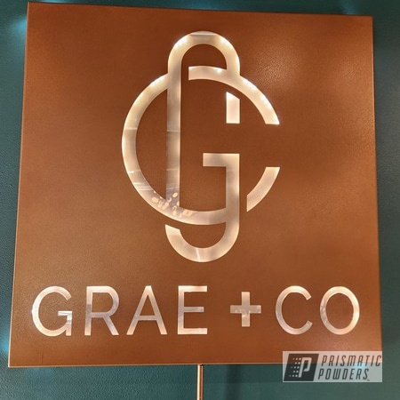 Powder Coating: Custom Sign,Grecian Gold/Vein EVS-1512,Boutique Sign