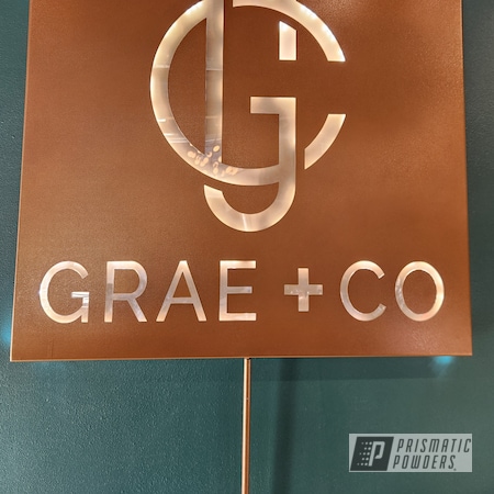 Powder Coating: Custom Sign,Grecian Gold/Vein EVS-1512,Boutique Sign
