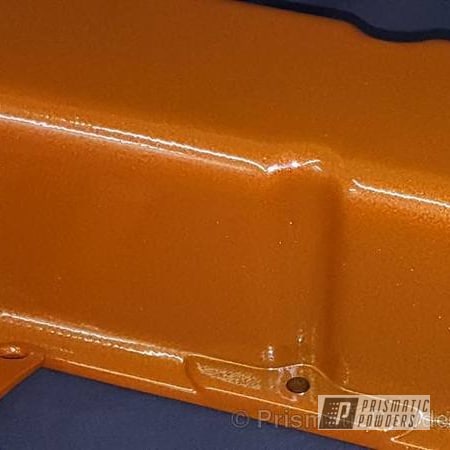 Powder Coating: Valve Cover,Silver Artery PVS-3014,Striker Gold PPB-6361,Custom Powder Coating,Automotive,Two Color Application,Valve Covers and Brackets