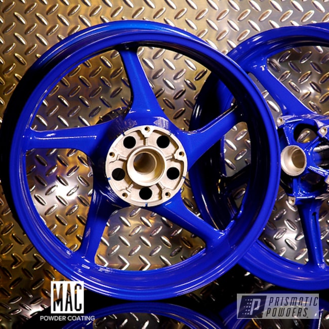 Blue Powder Coated Yamaha Motorcycle Wheels 