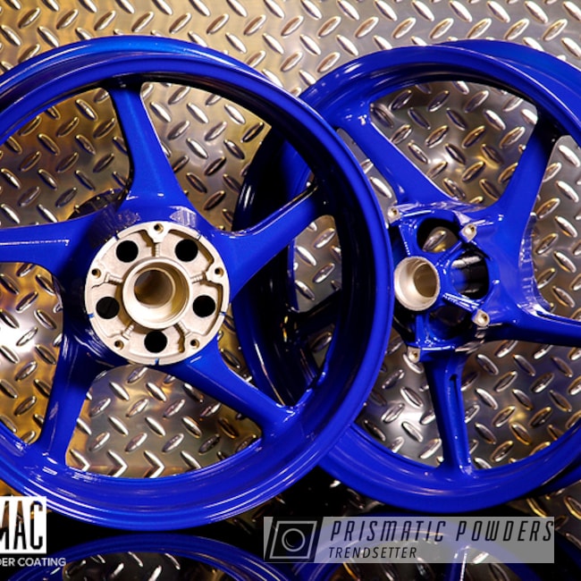 Blue Powder Coated Yamaha Motorcycle Wheels 