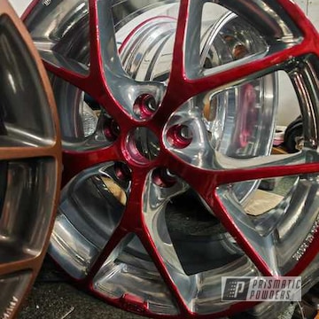 Wheel Powder Coated In Super Chrome Plus And Soft Red Candy