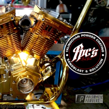 Harley Davidson Motor Coated In Transparent Gold