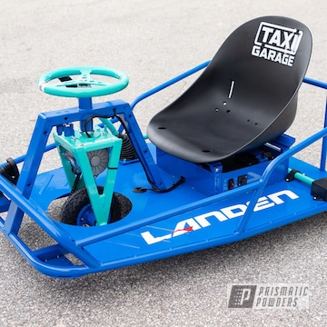Taxi Garage Crazy Cart For Landen Powder Coated In Tropical Breeze And Dark Process Blue
