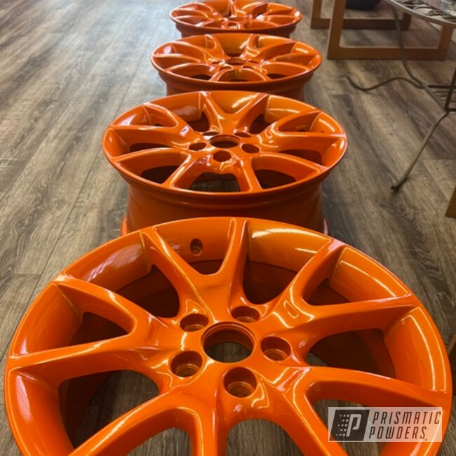 Wheels Powder Coated In Illusion Tangerine Twist And Clear Vision