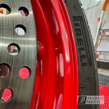 Powder Coating: Motorcycles,Vermillion Red PSS-10249,Very Red PSS-4971,Custom Wheels,Motorcycle Wheels