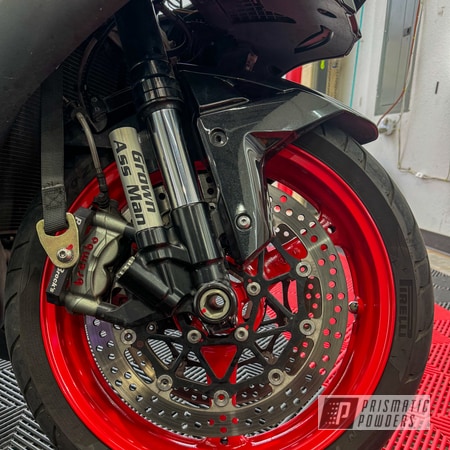 Powder Coating: Motorcycles,Vermillion Red PSS-10249,Very Red PSS-4971,Custom Wheels,Motorcycle Wheels