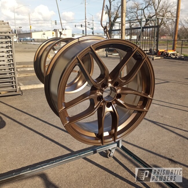Tesla Wheels Powder Coated In Highland Bronze