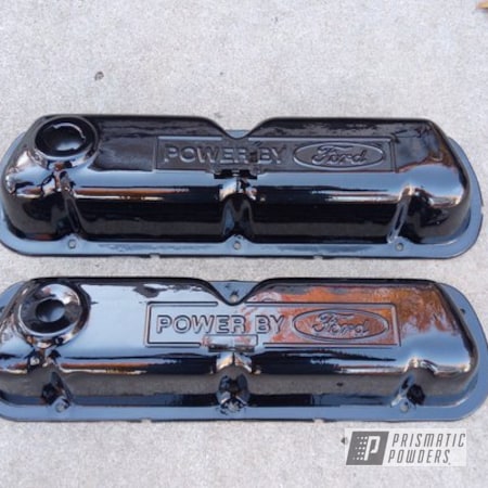 Powder Coating: Ink Black PSS-0106,Auto Parts,Valve Covers,Ford,Automotive