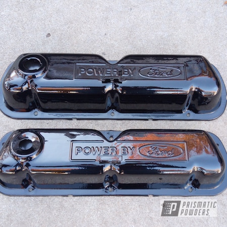 Powder Coating: Ink Black PSS-0106,Auto Parts,Valve Covers,Ford,Automotive