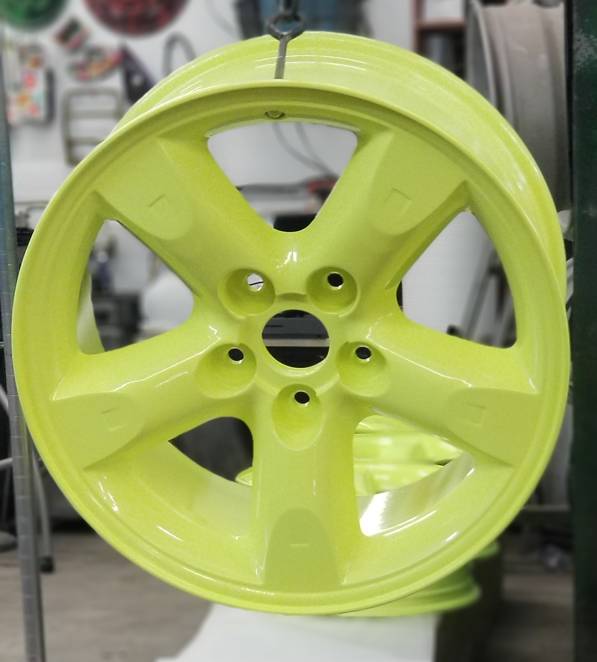 Luminous Yellow Rims Wheels In A Custom Bright Neon Yellow Finish | Prismatic Powders