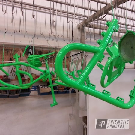 Powder Coating: Motorcycle Frame,Neon Green PSS-1221,Automotive