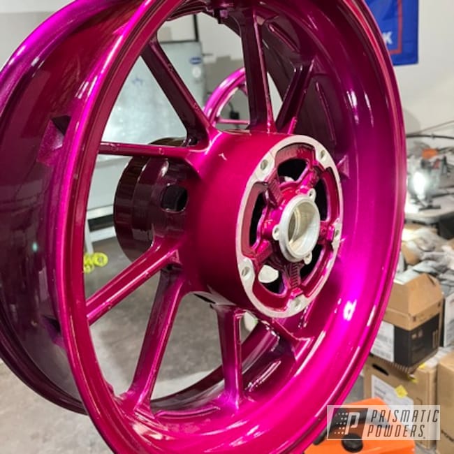 Powder Coated Yamaha R1 Powder Coated In Clear Vision And Illusion Raspberry