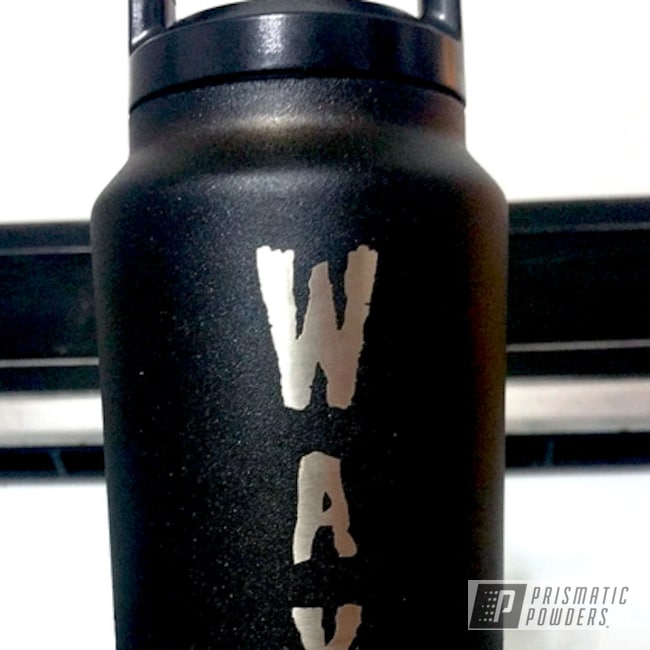 Custom Water Bottle Coated In Our Coal Powder Coat