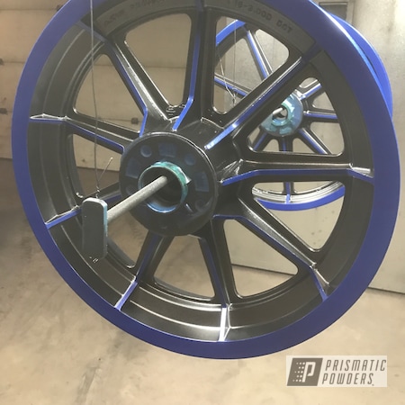 Powder Coating: Motorcycles,Matte Black PSS-4455,Clear Vision PPS-2974,Harley Davidson,Illusion Blueberry PMB-6908,Wheels
