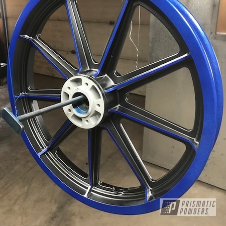 Powder Coating: Motorcycles,Matte Black PSS-4455,Clear Vision PPS-2974,Harley Davidson,Illusion Blueberry PMB-6908,Wheels