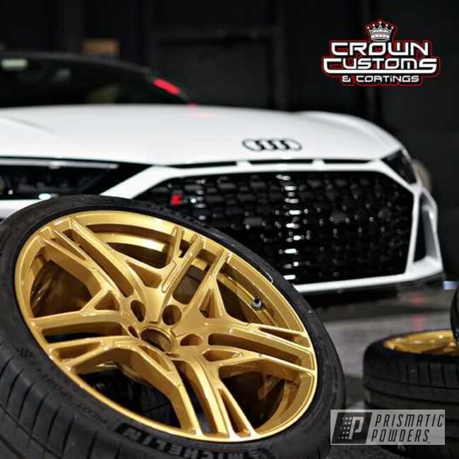 Audi R8 Wheels Powder Coated In Clear Vision And Emperor's Gold