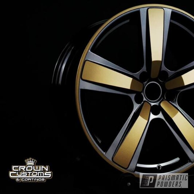 Two Toned Wheels Powder Coated In Satin Poly Gold And Black Jack